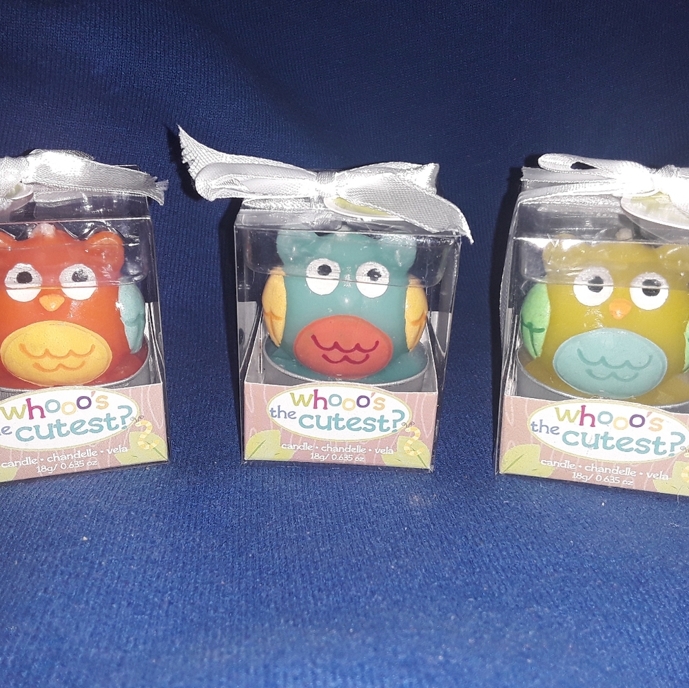Whooo's The Cutest Owl Tealight Candles By Kate Aspen 2013 Set Of 3
